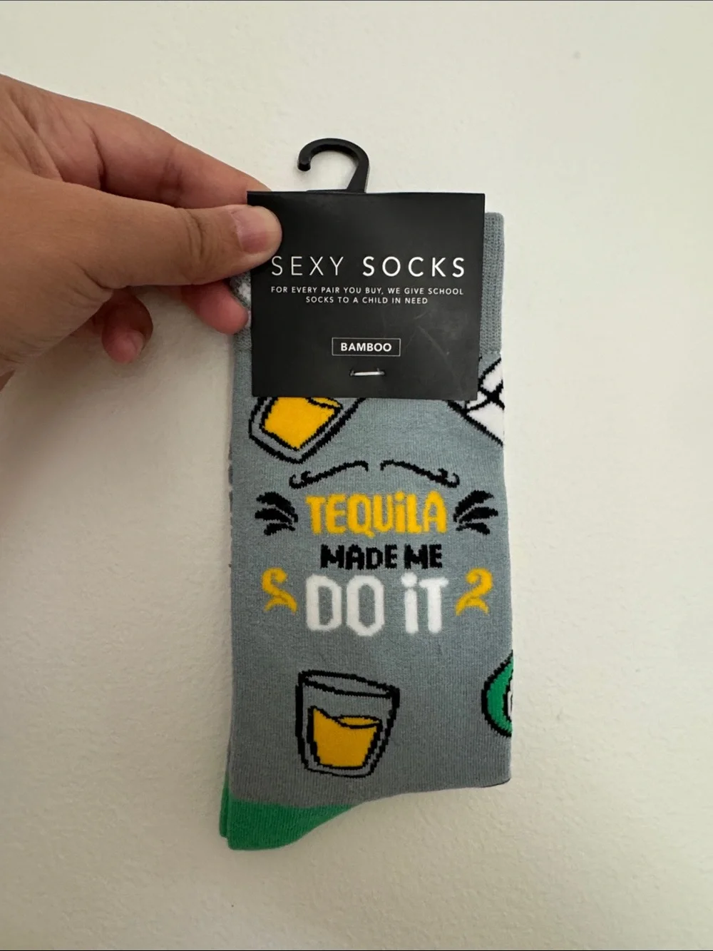 Sexy Socks “Tequila Made Me Do It” Natural Bamboo Socks NWT